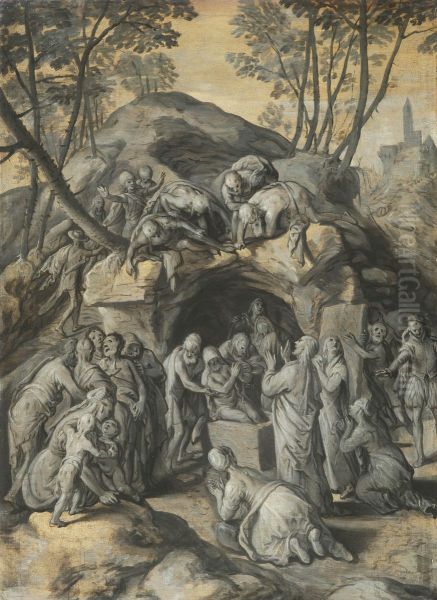 The Resurrection of Lazarus Oil Painting by Joachim Beuckelaer