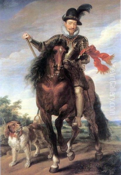 Equestrian portrait of king Sigismund III Vasa. Oil Painting by Peter Paul Rubens