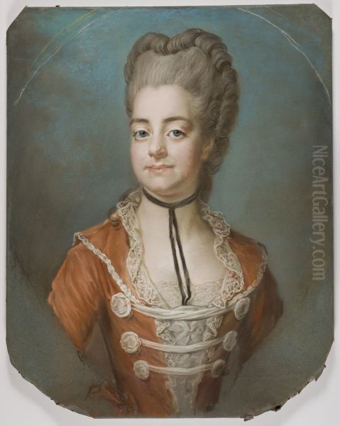 Kristina Augusta von Fersen, 1754-1846, gift med Fredrik Adolf Lowenhielm Oil Painting by Gustaf Lundberg