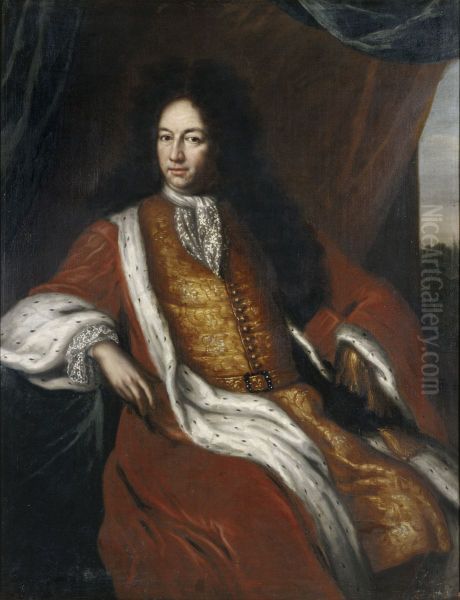 Carl Piper, 1647-1716, greve Oil Painting by David Klocker Ehrenstrahl