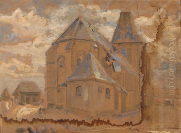 Church Oil Painting by Joseph Ehrismann