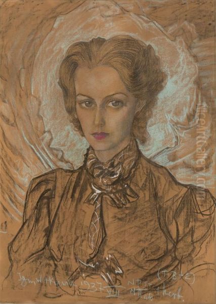 Portrait of Hermina Boreniok Oil Painting by Stanislaw Ignacy Witkiewicz