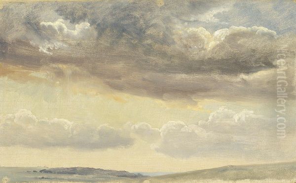 Study of clouds near the sea. Oil Painting by P. C. Skovgaard