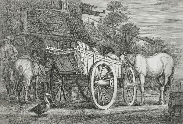 The Four-Wheeled Cart Oil Painting by Gerrit Claesz Bleker