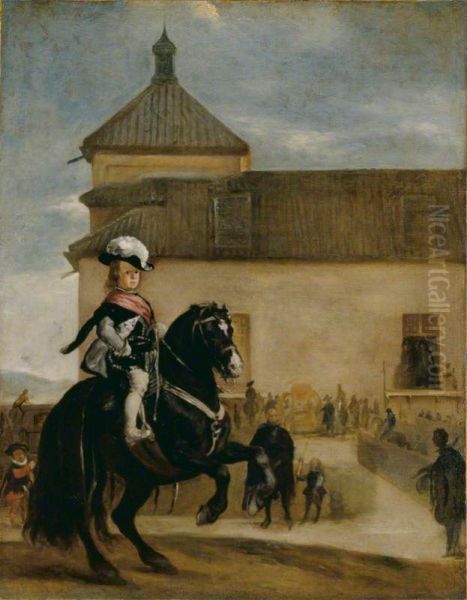 Prince Baltasar Carlos in the riding school of the Buen Retiro Palace Oil Painting by Diego Velazquez