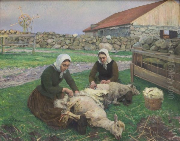 Fareklipping. Sele Oil Painting by Eilif Peterssen