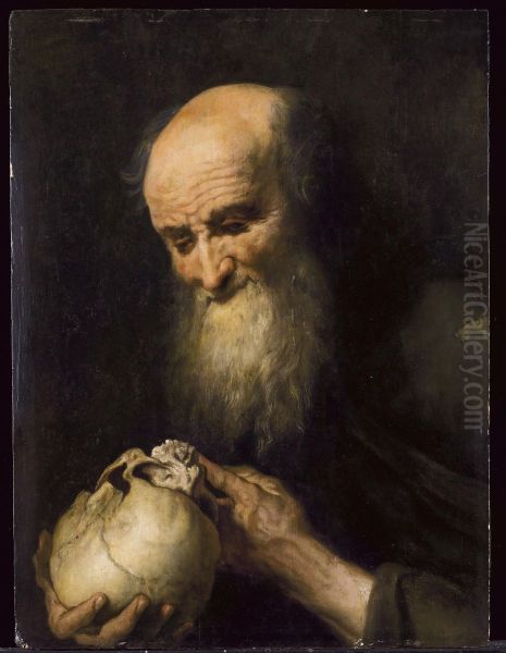 Democrituswith a skull Oil Painting by Jan Cossiers