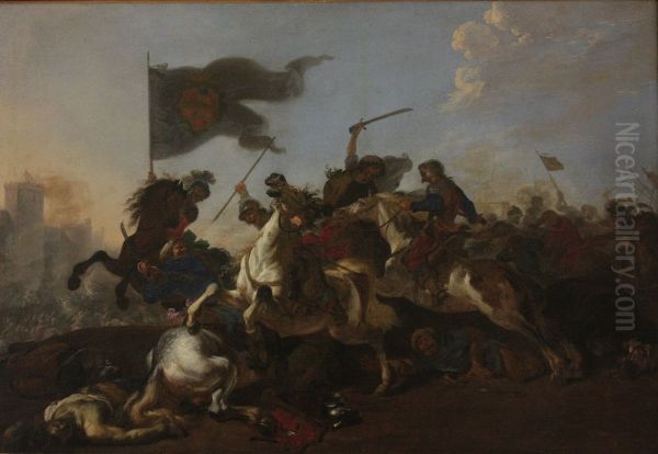 Combat de cavalerie Oil Painting by Michelangelo Cerquozzi