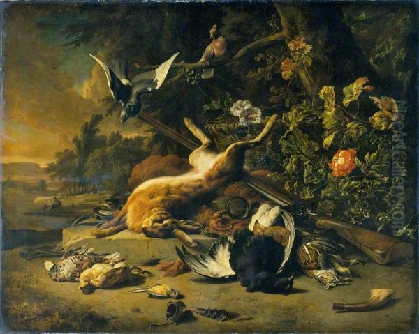 Dead Game and Small Birds Oil Painting by Jan Weenix