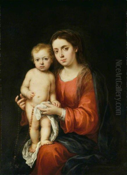 The Virgin and Child with a Rosary Oil Painting by Bartolome Esteban Murillo