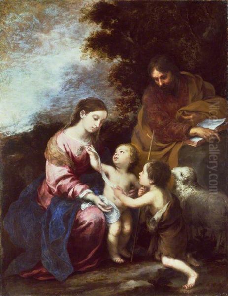 The Holy Family with the Infant Baptist Oil Painting by Bartolome Esteban Murillo