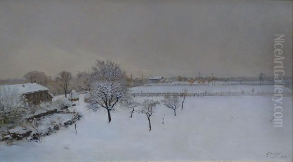 Effet de neige, au Rondeau Oil Painting by Laurent Guetal