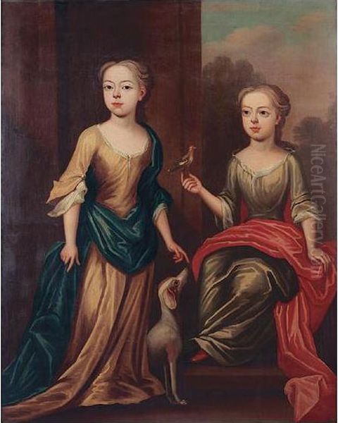 Portrait Of Two Young Ladies Oil Painting by Edward Byng