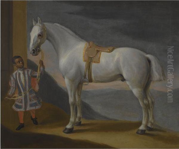 'carpenter', Lord Craven's Hunter, Held By A Negro Page Oil Painting by Robert Byng