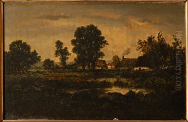 Fermes normandes Oil Painting by Theodore Rousseau