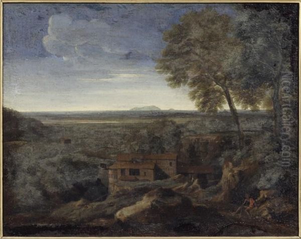 Vue de la campagne de Rome Oil Painting by Gaspard Dughet