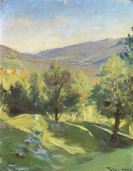 Norwegian landscape. Study for the background to the portrait of Bjornson. Oil Painting by Peder Severin Kroyer