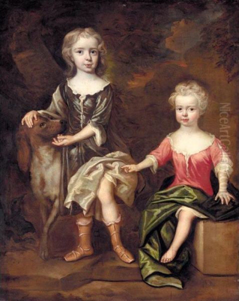 Portrait Of Two Children by Robert Byng