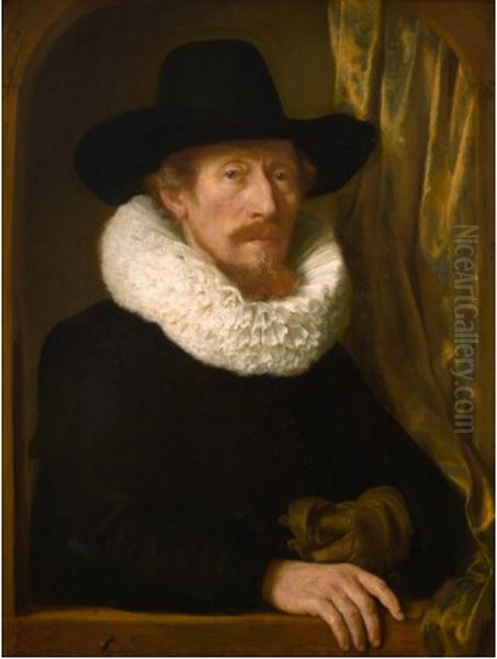 Portrait de Jean Pietersz van den Eeckhout, pere de l'artiste Oil Painting by Gerbrand Van Den Eeckhout