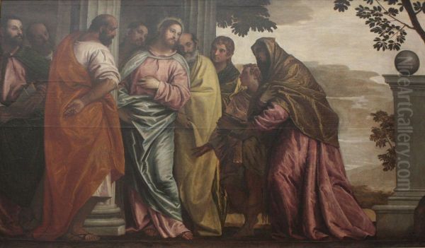 Christ meeting the wife and the sons of Zebedee Oil Painting by Paolo Veronese