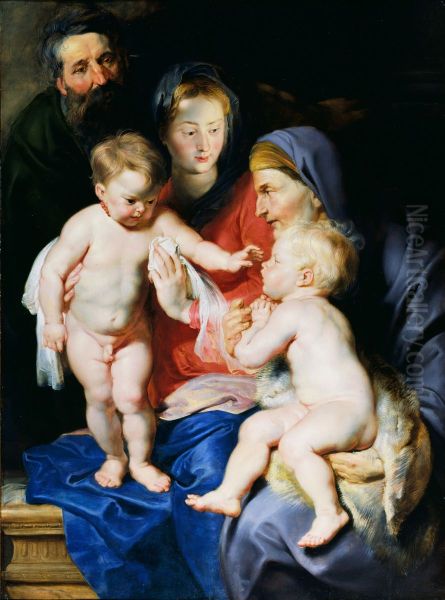 The Holy Family with Sts Elizabeth and John the Baptist Oil Painting by Peter Paul Rubens