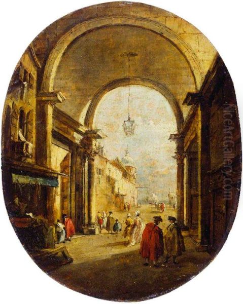 Capriccio with the Archway of the Torre dell'Orologio Oil Painting by Francesco Guardi