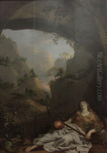 Marie-Madeleine a la grotte de la sainte-Beaume Oil Painting by Charles Le Brun