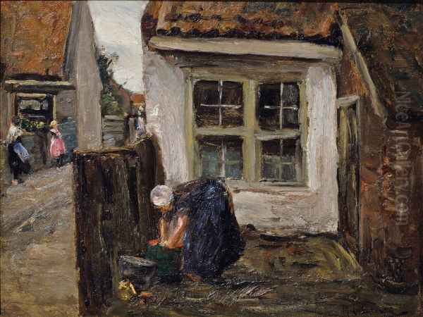 Courtyard Oil Painting by Max Liebermann