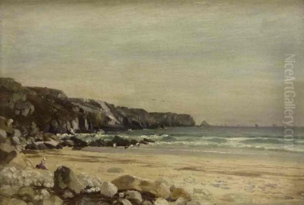 La plage de Pen-Hat et la pointe de Pen-Hir Oil Painting by Paul Sain