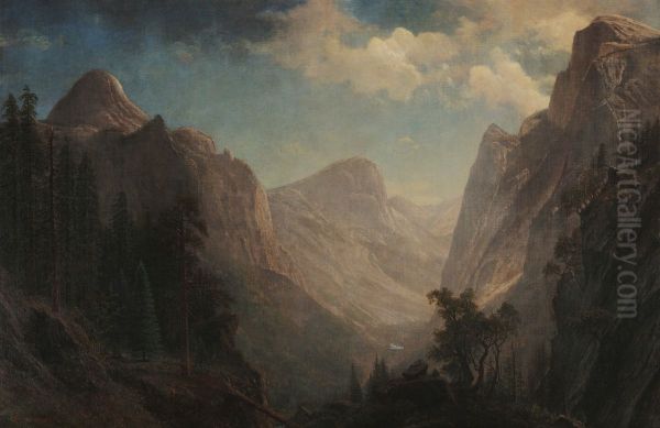 View in the Yosemite Valley Oil Painting by Albert Bierstadt