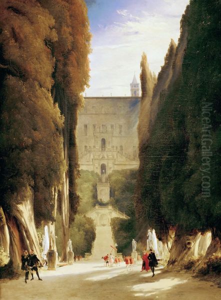 Im Park der Villa d'Este Oil Painting by Carl Blechen