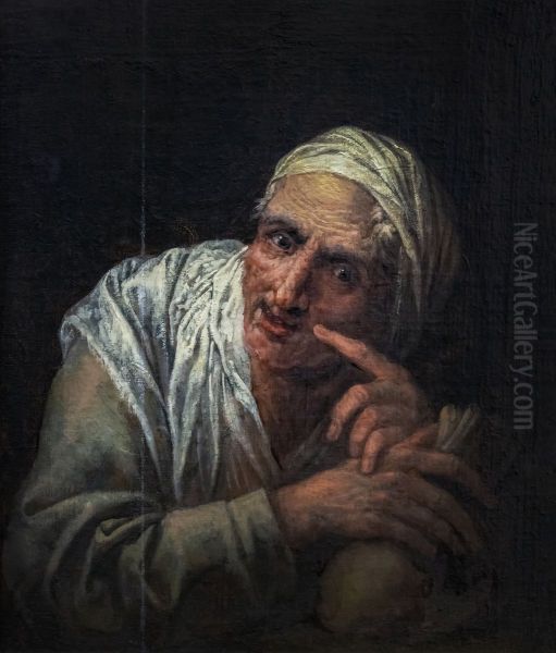 Woman's head(or The muleteer's wife)Francais:Tete de femme(ou La femme du muletier)Italiano:Testa di donna(o la moglie del mulattiere) Oil Painting by Pietro della Vecchia