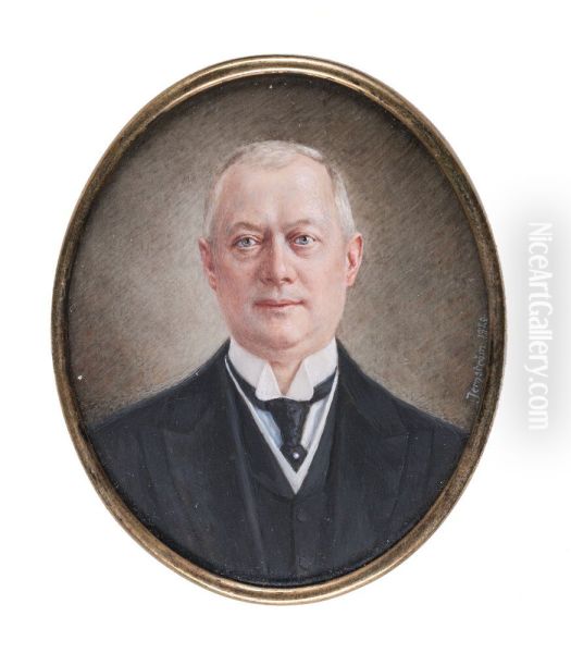 Hjalmar Wicander, industrialist, art collector Oil Painting by Rudolf Jernstrom