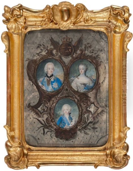 Portratt av Adolf Fredrik, Lovisa Ulrika och Gustav III Oil Painting by Niclas Lafrensen the Elder