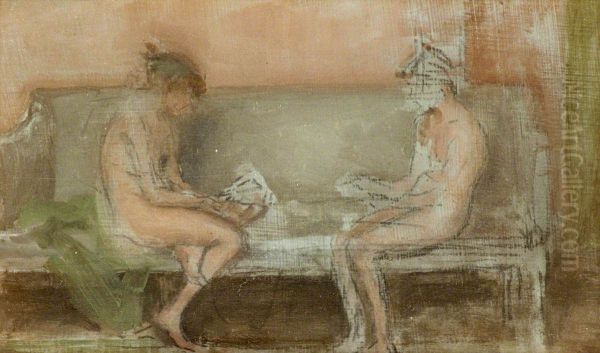 The Card Players Oil Painting by James McNeill Whistler