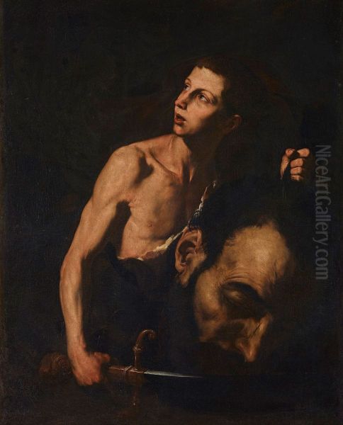 David   and  Goliath Oil Painting by Jusepe de Ribera