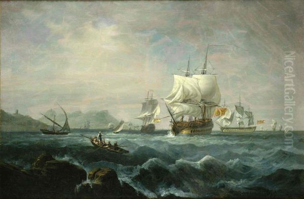 Vaisseaux espagnols au large de Gibraltar Oil Painting by Collections of Musee national de la Marine de Paris