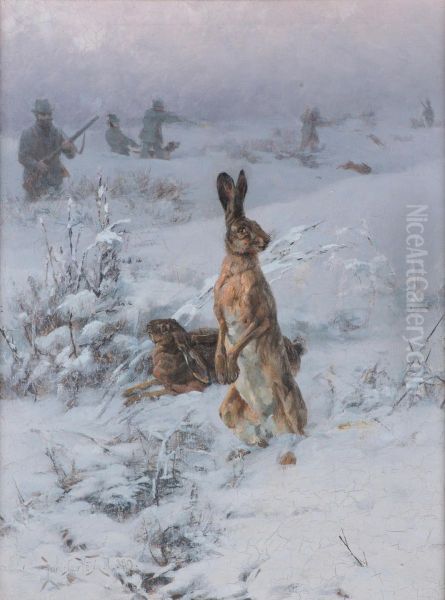 At the Hunt Oil Painting by Jaroslav Vesin