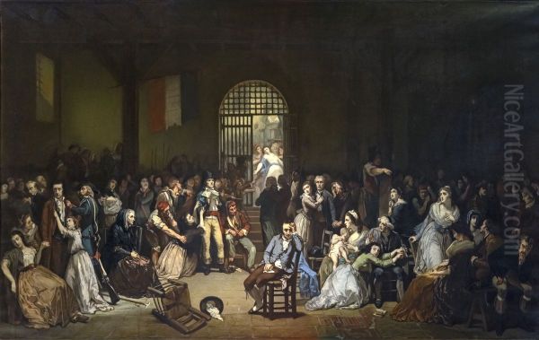 Appel des dernieres victimes de la terreur dans la prison de saint Lazare.7, 9 thermidor 1794 Oil Painting by Charles Louis Muller