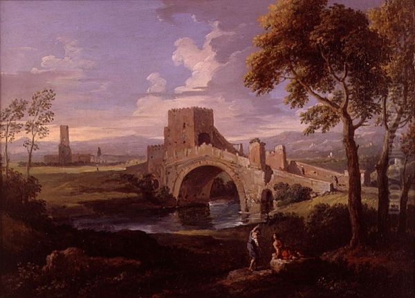 Landscape with Bridge Oil Painting by Jan Frans van Bloemen