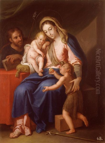 The Holy Family with Saint John the Baptist Oil Painting by Josep Vergara