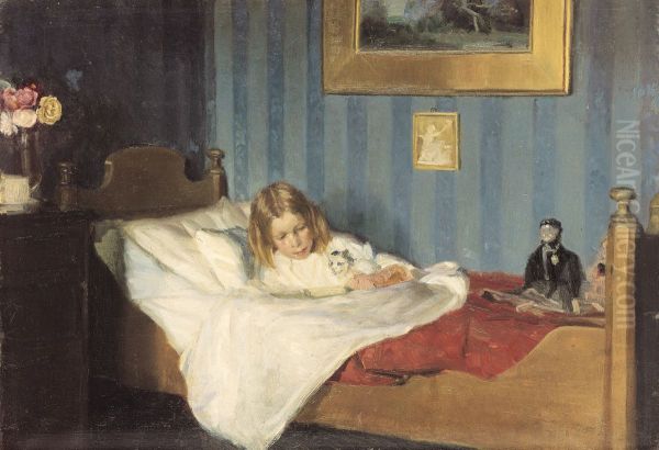 A convalescent Oil Painting by Michael Peter Ancher