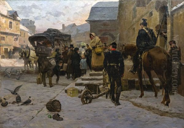 Beaux-Arts de Carcassonne - Boule de Suif 1884 - Paul-Emile Boutigny Oil Painting by Paul-Emile Boutigny