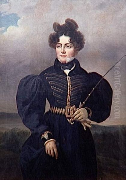 Portrait de Sophie Dawes, baronne de Feuchere Oil Painting by Alexis Leon Louis Valbrun