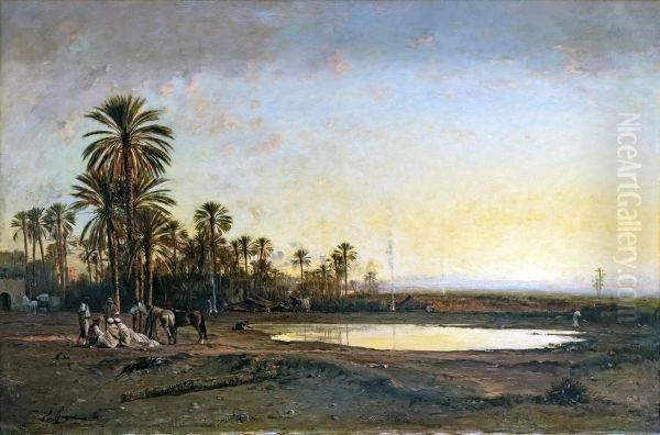 Oasis edge Oil Painting by Victor Huguet