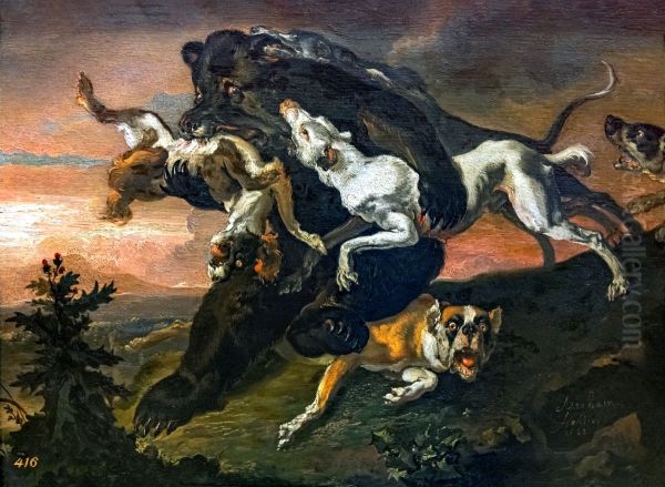 Chasse a l'ours Oil Painting by Abraham Hondius