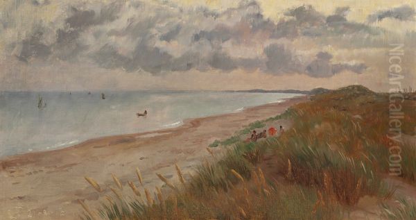 On the beach Oil Painting by Laurits Tuxen