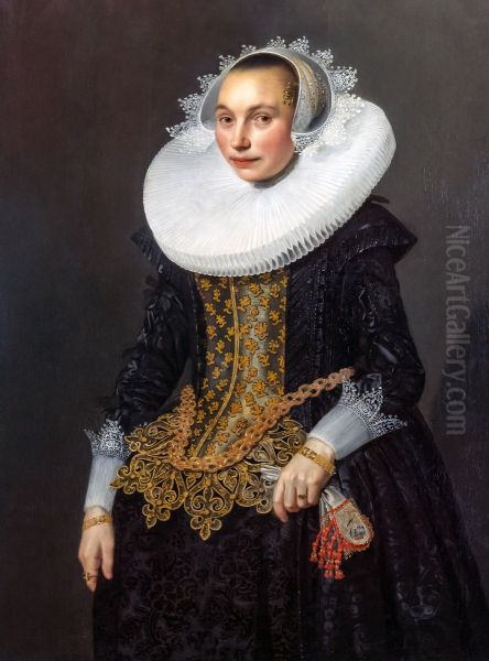 Portrait of a womanFrancais:Portrait de femmeItaliano:Ritratto di una donna Oil Painting by Michiel Jansz. van Mierevelt