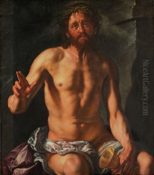 Man of Sorrows with a Chalice (Christ as Redeemer) Oil Painting by Hendrik Goltzius