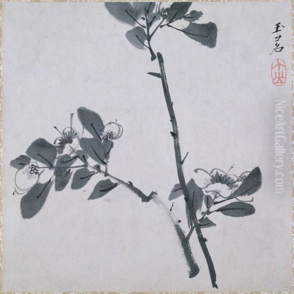 Two Twigs of Camellia (Two Twigs of Flowering Fruit) Oil Painting by Bada Shanren